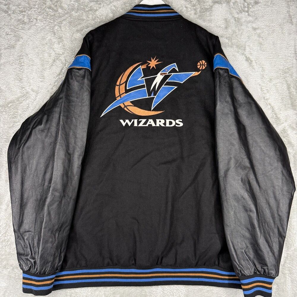 Vtg Washington Wizards Jacket Mens 5XL Black NBA Basketball JH Design Reversible